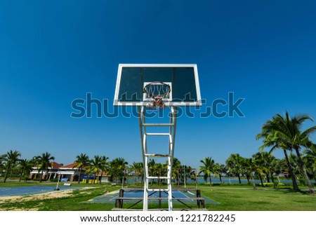 Basketball Blue sky and afternoon sun
