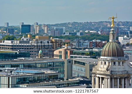 Lady Justice Overlooking London from Top of the Old Bailey in London, U.K.