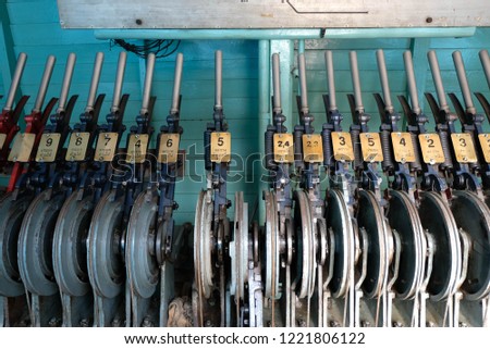 A wrench (train) is a device for trains to move from the original way when needed The text in the picture is the word wrench south.