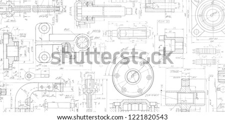 Technical drawing background .Mechanical Engineering drawing Royalty-Free Stock Photo #1221820543