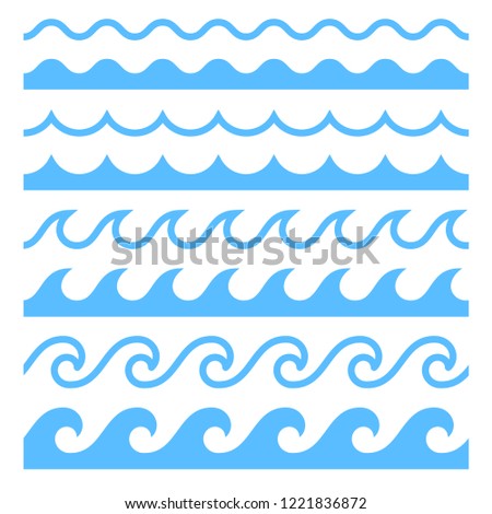 Collection of many vector horizontal pattern textures water waves