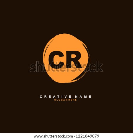 C R CR Initial logo template vector