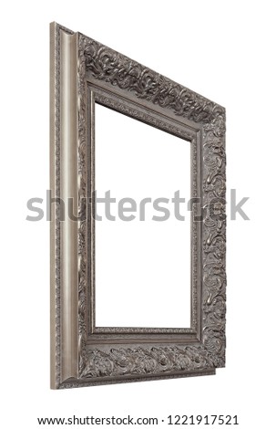 Silve frame for paintings, mirrors or photo in perspective view isolated on white background