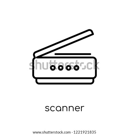 scanner icon. Trendy modern flat linear vector scanner icon on white background from thin line Electronic devices collection, outline vector illustration Royalty-Free Stock Photo #1221921835