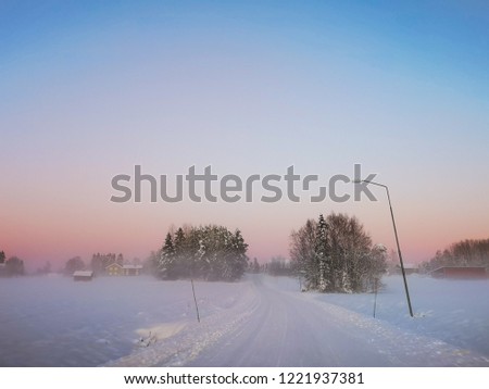 Sundet lighting and snowy landscape in Sweden
