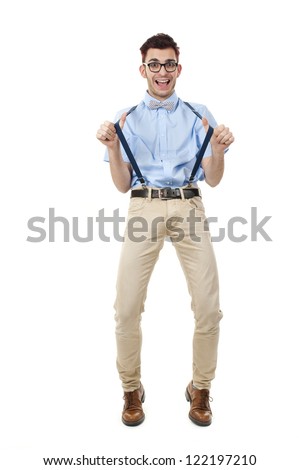 Young nerd man posing