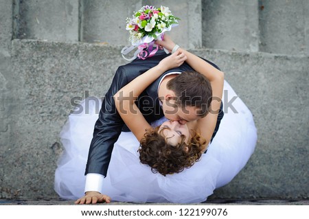 young bride and groom