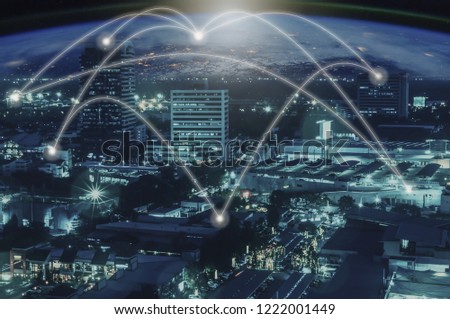 Abstract city scape and network connection concept
