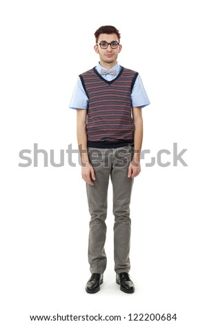 Young nerd man posing