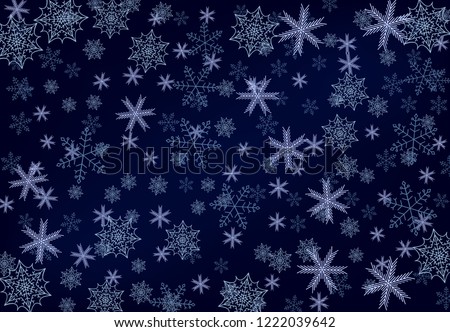 Winter background with falling snow and snowflakes. Merry Christmas and Happy New Year background. Vector illustration.
