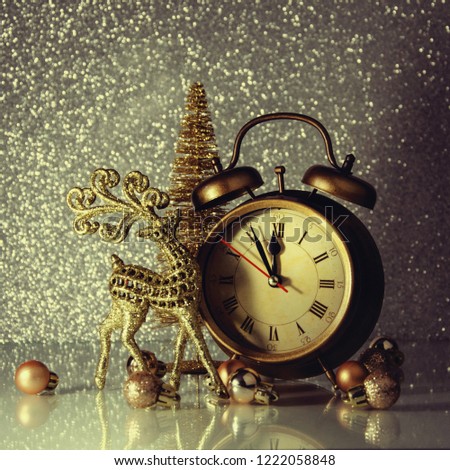 Christmas background with christmas clock.