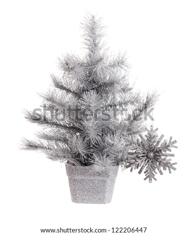 Christmas tree covered with silverfish.  	 isolated