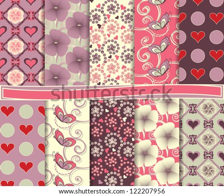 Abstract vector set of paper for scrapbook Valentine's Day