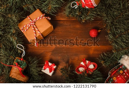 wood board table in front of Christmas warm gold
