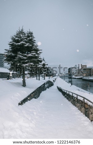 Winter season at Otaru canal, Hokkaido.
