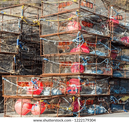 Stacked crab pots 