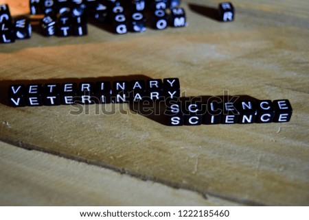 VETERINARY SCIENCE concept wooden blocks on the table. With personal development, education and motivation concept on wood background