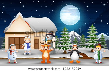 Children enjoy wearing different costumes in winter