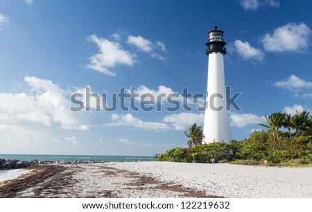 Cape Florida Lighthouse and Lantern in Bill Baggs State Park in Key Biscayne Florida Royalty-Free Stock Photo #122219632
