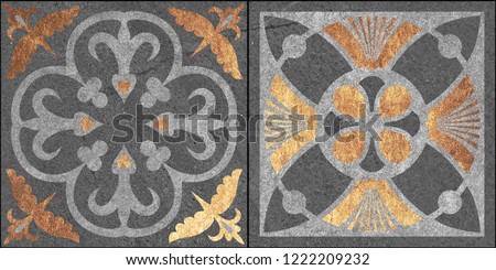 creative decor with golden pattern, wall tiles design, floor tiles, marble texture, Moroccan tiles, decorative ceramic tiles design with high resolution 