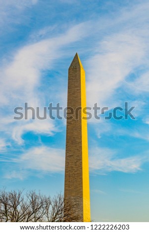 Washington DC Washington Monument on a beautiful day.