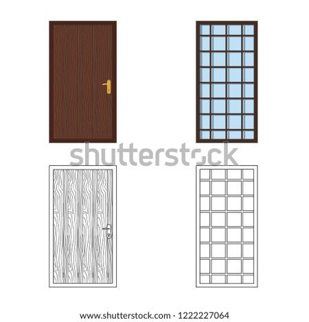 Isolated object of door and front symbol. Set of door and wooden vector icon for stock.