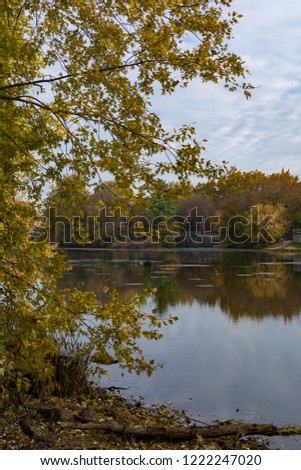Autumn on the Dupage River in Channahon, Illinois, USA