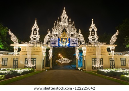 Lighting birthday celebration (father day) King of Thailand at Chitralada Palace in Bangkok, Thailand