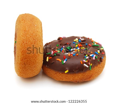 Chocolate Donuts with Sprinkles. Isolated on a White Background