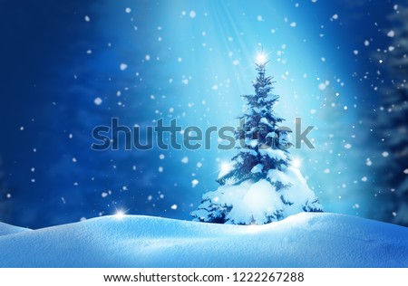 Happy New Year greeting card with Christmas tree .