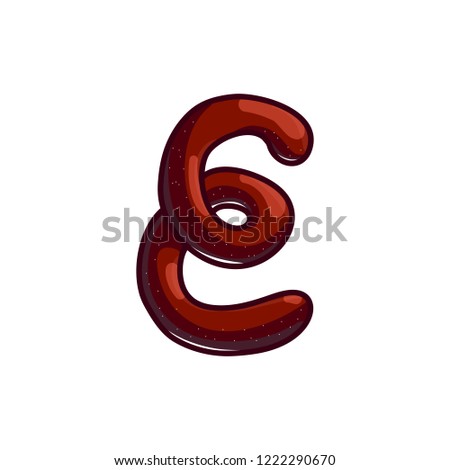 Letter E. Creative chocolate designed font type isolated on white background. Sweet shiny character. 