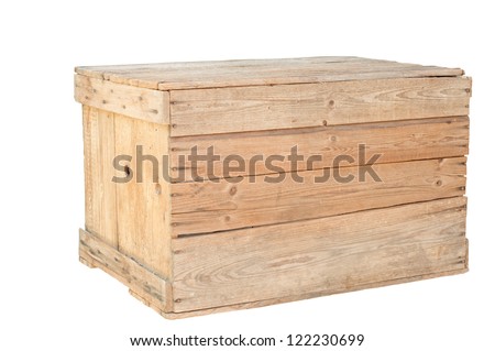 Old wooden box isolated on white Royalty-Free Stock Photo #122230699