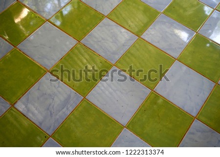  Old and classic ceramic tile floor texture and pattern                              