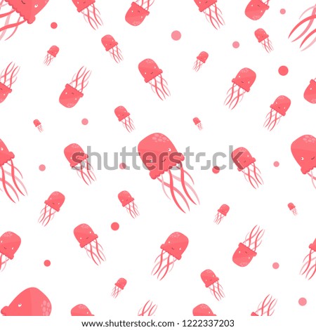 Seamless pattern with cute jellyfish.Sea animals collection.Vector illustration.
