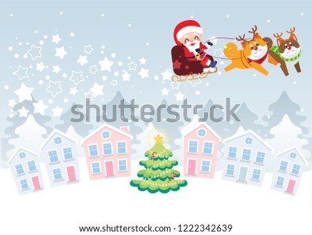 christmas town celebration illustration background vector