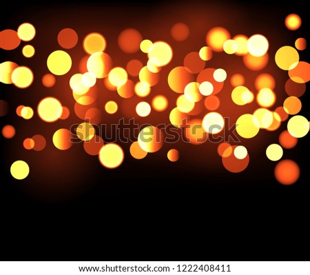 Golden bokeh effect light background. Yellow abstract glow vector designm christamas festive illustration. Royalty-Free Stock Photo #1222408411