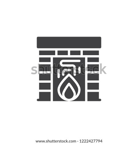 Burning fireplace vector icon. filled flat sign for mobile concept and web design. Classic fireplace solid icon. Symbol, logo illustration. Pixel perfect vector graphics