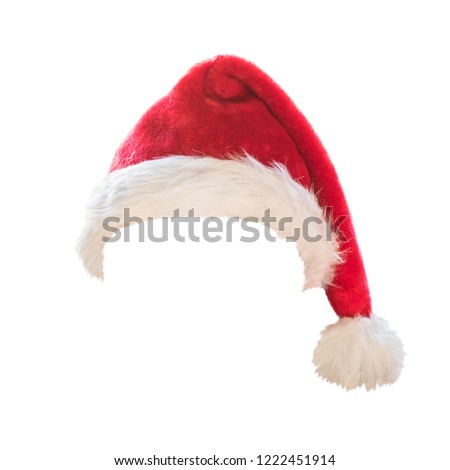 Santa Claus helper hat costume isolated on white background with clipping path for Christmas and New Year holiday seasonal celebration design decoration.