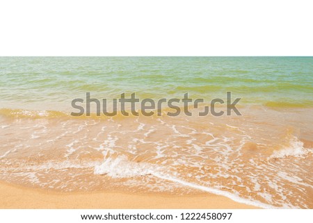 Abstract beach background. Yellow sand, blue sky and calm tropical beach landscape.Exotic nature concept.Location Satheep Thailand.