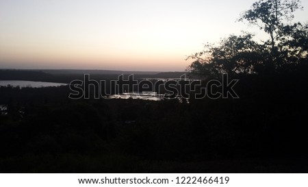 Wonderful landscape, twilight with pictures of lakes in the background