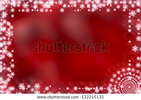 White frame from white flakes, red magic background