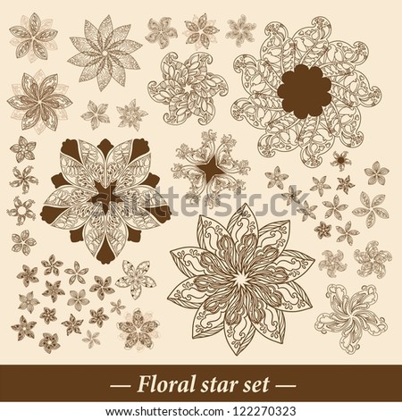 vector pattern set Ornamental round floral  lace pattern
