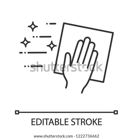 Cleaning napkin linear icon. Windows cleaning cloth. Thin line illustration. Surface wiping, disinfection. Contour symbol. Vector isolated outline drawing. Editable stroke
