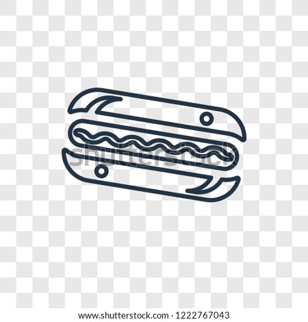 Hot dog concept vector linear icon isolated on transparent background, Hot dog concept transparency concept in outline style