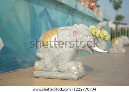 Sam Rong area, Samut Prakan city, Thailand: elephant image at Chainese Temple