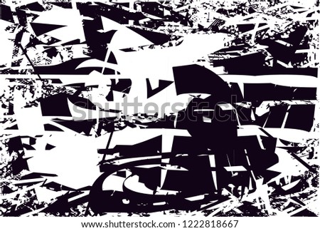 Distressed background in black and white texture with dots, spots, scratches and lines. Abstract vector illustration
