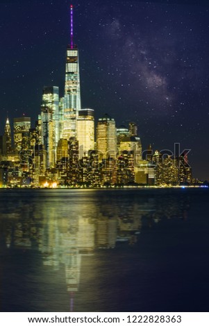 New York City beautiful night over Manhattan