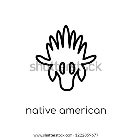 native american skull icon. Trendy modern flat linear vector native american skull icon on white background from thin line American Indigenous Signals collection, outline vector illustration