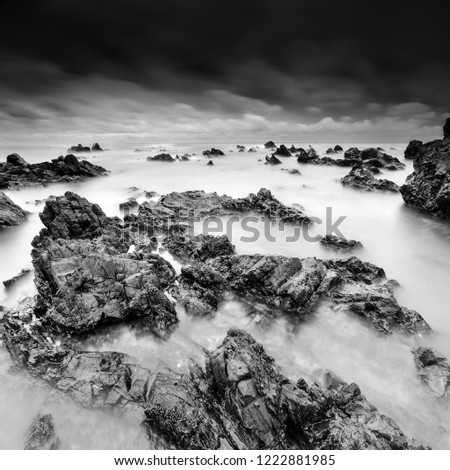 Long exposure seascape in black and white. Nature composition.