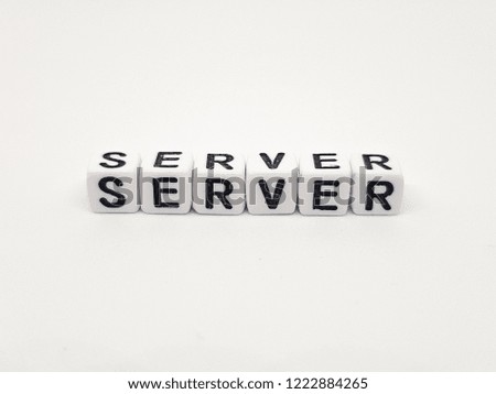 server word built with white cubes and black letters on white background